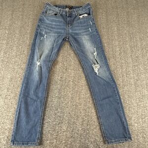 Ring of Fire Skinny Jeans Men's 28x27 Blue Distressed Stretch Denim